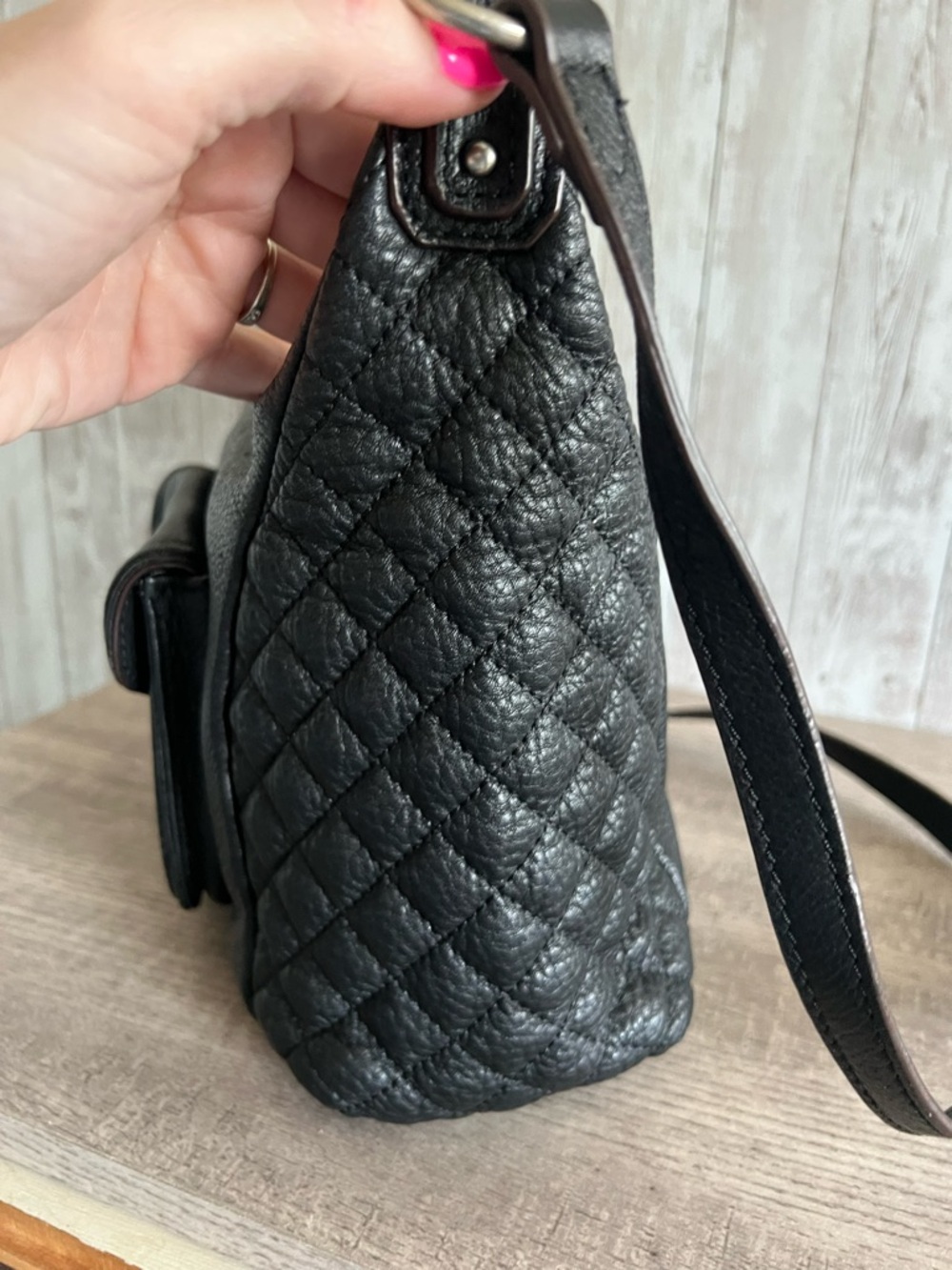 Aimee Kestenberg Black Quilted Leather Moto Shoulder Bag - Picture 4 of 10